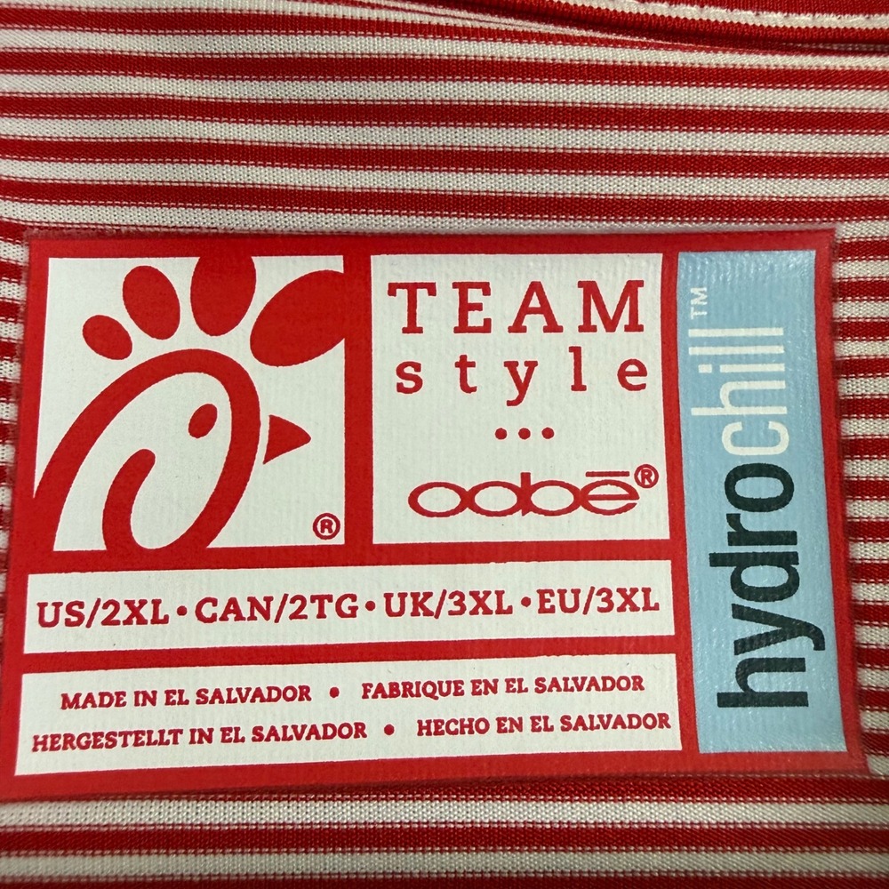 Oobe Team Style Chick-fil-A Hydrochill Polo Shirt Womens 2XL Red White Striped - Picture 6 of 6